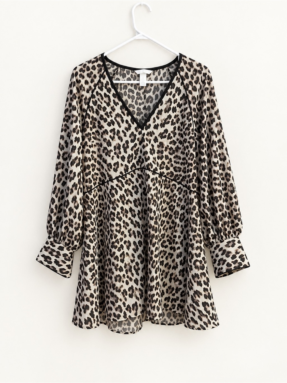 H&M Leopard Print Long Sleeve Mini Dress | Small